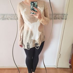 Deer light knit distressed sweater